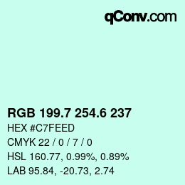 カラーコード: RGB 199.7 254.6 237 | qconv.com