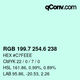 カラーコード: RGB 199.7 254.6 238 | qconv.com