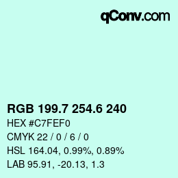 カラーコード: RGB 199.7 254.6 240 | qconv.com
