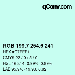 カラーコード: RGB 199.7 254.6 241 | qconv.com