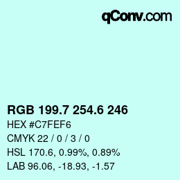 カラーコード: RGB 199.7 254.6 246 | qconv.com