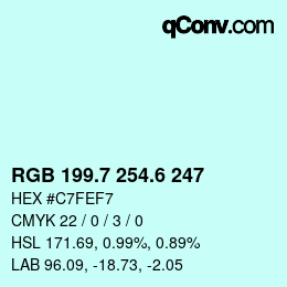 カラーコード: RGB 199.7 254.6 247 | qconv.com