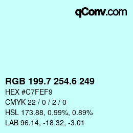 カラーコード: RGB 199.7 254.6 249 | qconv.com