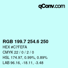 カラーコード: RGB 199.7 254.6 250 | qconv.com