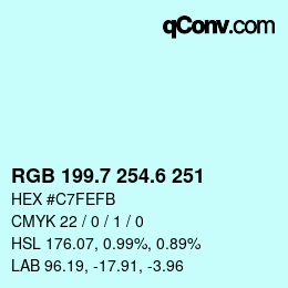 カラーコード: RGB 199.7 254.6 251 | qconv.com