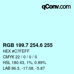 カラーコード: RGB 199.7 254.6 255 | qconv.com