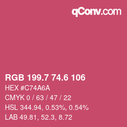 カラーコード: RGB 199.7 74.6 106 | qconv.com