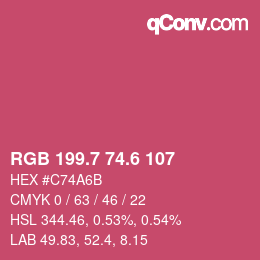 カラーコード: RGB 199.7 74.6 107 | qconv.com