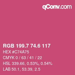 カラーコード: RGB 199.7 74.6 117 | qconv.com
