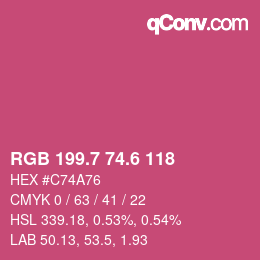 カラーコード: RGB 199.7 74.6 118 | qconv.com