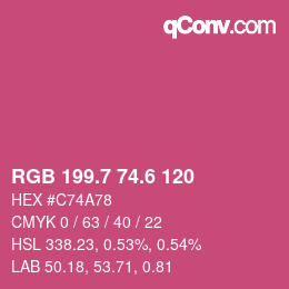 カラーコード: RGB 199.7 74.6 120 | qconv.com