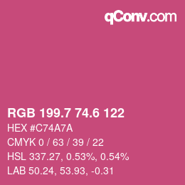 カラーコード: RGB 199.7 74.6 122 | qconv.com