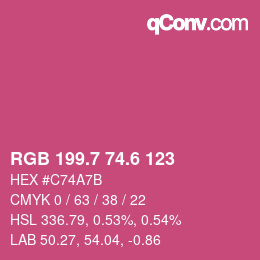 カラーコード: RGB 199.7 74.6 123 | qconv.com