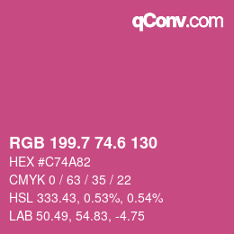 カラーコード: RGB 199.7 74.6 130 | qconv.com