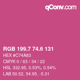 カラーコード: RGB 199.7 74.6 131 | qconv.com
