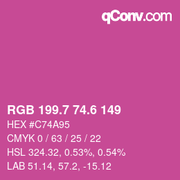 カラーコード: RGB 199.7 74.6 149 | qconv.com