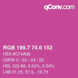 カラーコード: RGB 199.7 74.6 152 | qconv.com