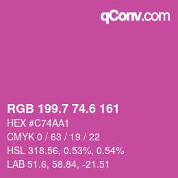 カラーコード: RGB 199.7 74.6 161 | qconv.com