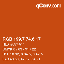 カラーコード: RGB 199.7 74.6 17 | qconv.com