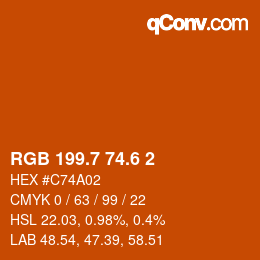 カラーコード: RGB 199.7 74.6 2 | qconv.com