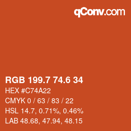 カラーコード: RGB 199.7 74.6 34 | qconv.com