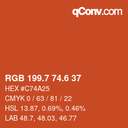 カラーコード: RGB 199.7 74.6 37 | qconv.com