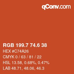 カラーコード: RGB 199.7 74.6 38 | qconv.com