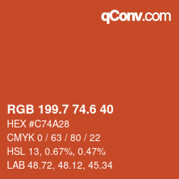 カラーコード: RGB 199.7 74.6 40 | qconv.com