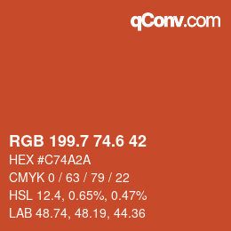 カラーコード: RGB 199.7 74.6 42 | qconv.com