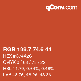 カラーコード: RGB 199.7 74.6 44 | qconv.com