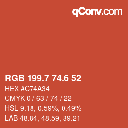 カラーコード: RGB 199.7 74.6 52 | qconv.com