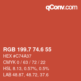 カラーコード: RGB 199.7 74.6 55 | qconv.com