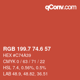 カラーコード: RGB 199.7 74.6 57 | qconv.com