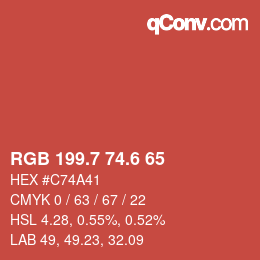 カラーコード: RGB 199.7 74.6 65 | qconv.com