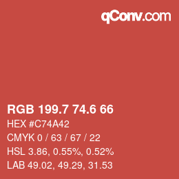 カラーコード: RGB 199.7 74.6 66 | qconv.com