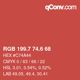 カラーコード: RGB 199.7 74.6 68 | qconv.com