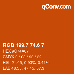 カラーコード: RGB 199.7 74.6 7 | qconv.com