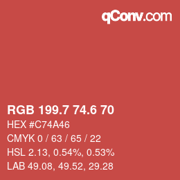 カラーコード: RGB 199.7 74.6 70 | qconv.com