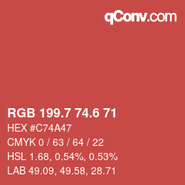 カラーコード: RGB 199.7 74.6 71 | qconv.com