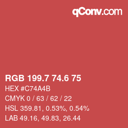 カラーコード: RGB 199.7 74.6 75 | qconv.com