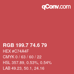 カラーコード: RGB 199.7 74.6 79 | qconv.com