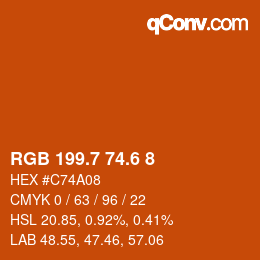 カラーコード: RGB 199.7 74.6 8 | qconv.com
