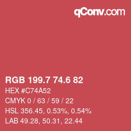 カラーコード: RGB 199.7 74.6 82 | qconv.com