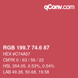 カラーコード: RGB 199.7 74.6 87 | qconv.com