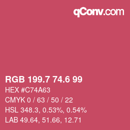 カラーコード: RGB 199.7 74.6 99 | qconv.com