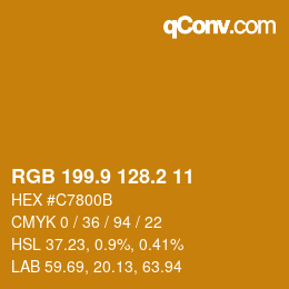 カラーコード: RGB 199.9 128.2 11 | qconv.com