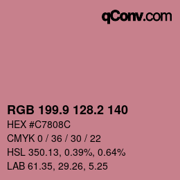 カラーコード: RGB 199.9 128.2 140 | qconv.com