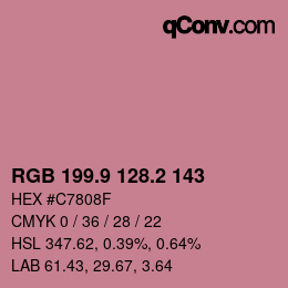 カラーコード: RGB 199.9 128.2 143 | qconv.com