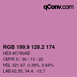 カラーコード: RGB 199.9 128.2 174 | qconv.com