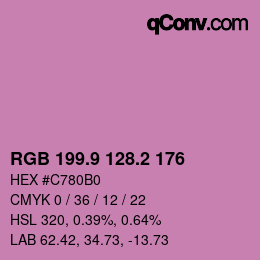 カラーコード: RGB 199.9 128.2 176 | qconv.com